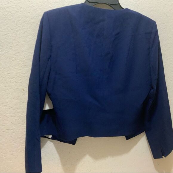 New Iris Setlakwe navy blue open Front Blazer Size 6 Career Workwear - Picture 3 of 11